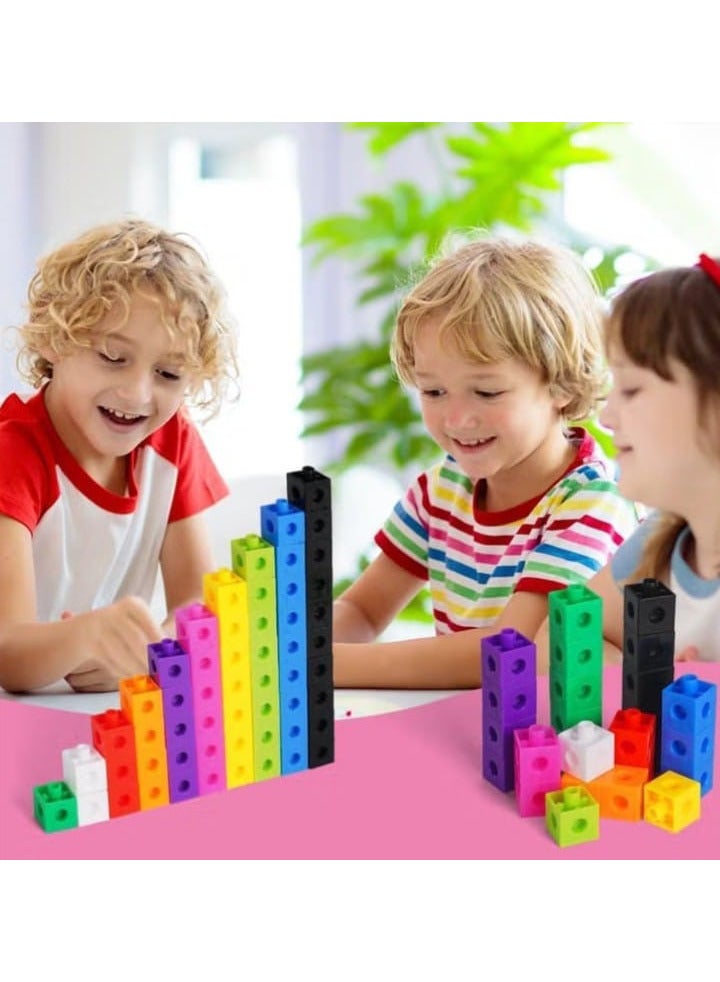 مكعبات الرياضيات من هوت أوت، 10 ألوان، قابلة للتفكيك والتجميع، تعليم السنوات المبكرة، العد للمدرسة، المنزل، حجم المكعب 2 سم، بلاستيك - Image 2